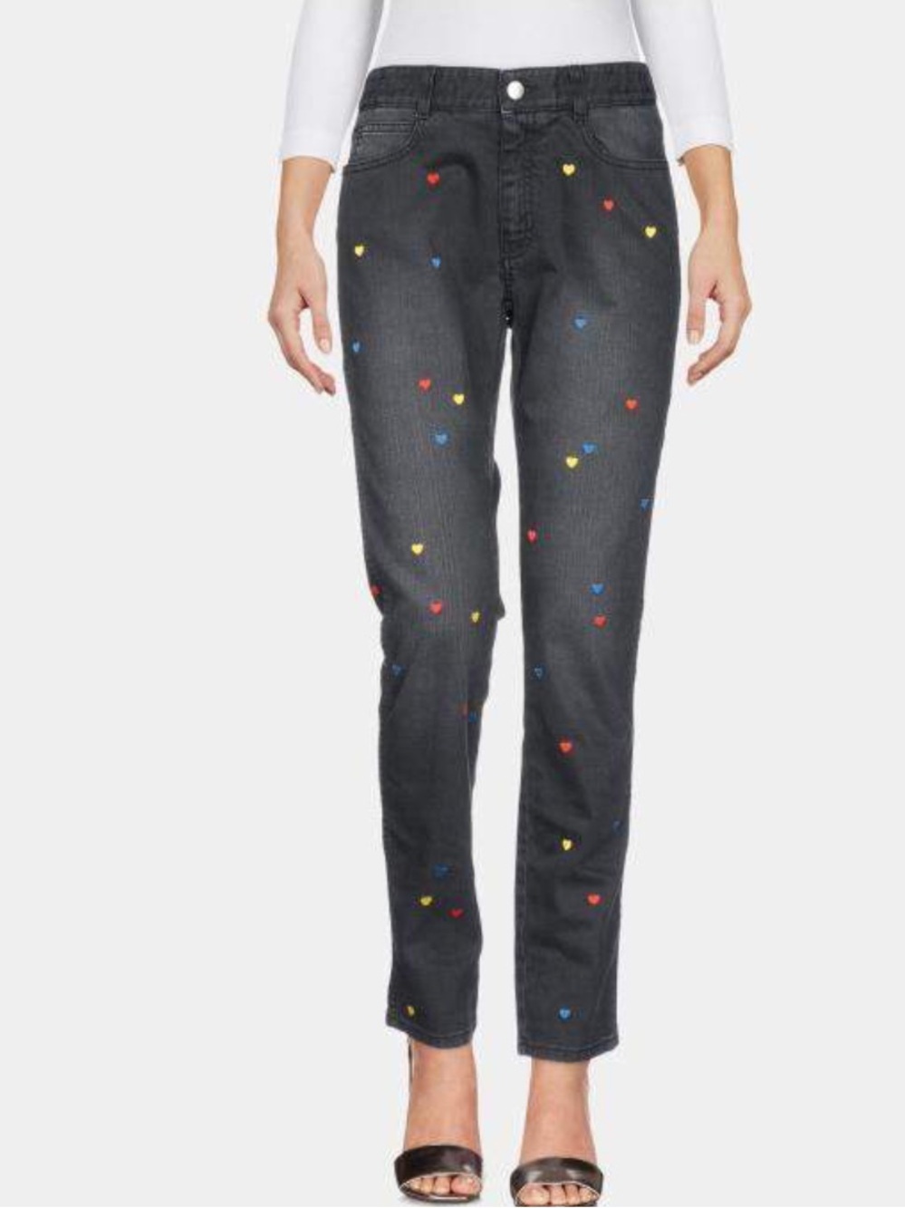 Stella McCartney heart embroidered skinny boyfriend jeans size 26